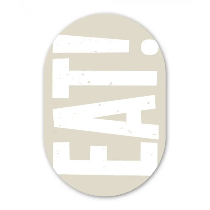 Eten - Decoratie - Beige - Wit Wandcirkel Ovaal Glas middel -3d