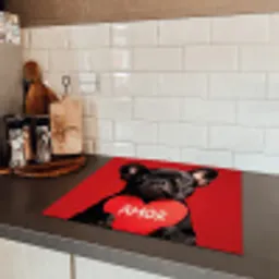 Amor - Hond  - Hartje - Rood Inductie beschermer vinyl 3mm middel -sfeer3