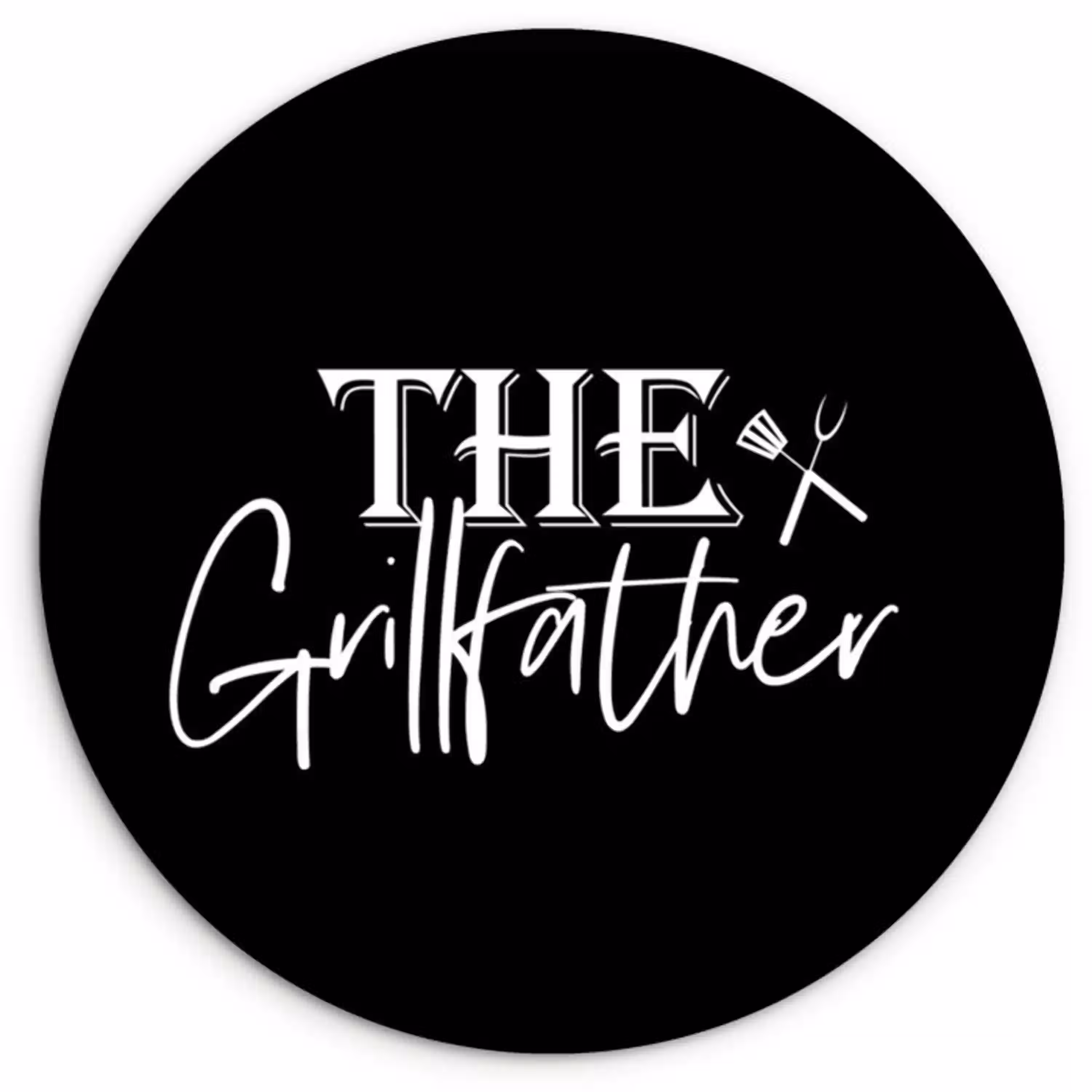 Barbecue - BBQ - Grill - Koken - The Grillfather - Tekst - Spreuken Wandcirkel kunststof plaat 5mm dik klein -3d