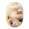 Vlinder - Bloem - Oranje Wandcirkel Ovaal Glas middel -3d