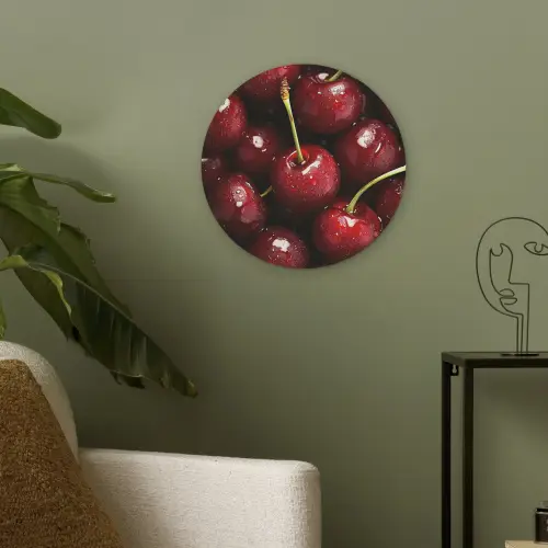 Rood - Fruit - Kersen Akoestische PET Vilt - Rond klein -sfeer2