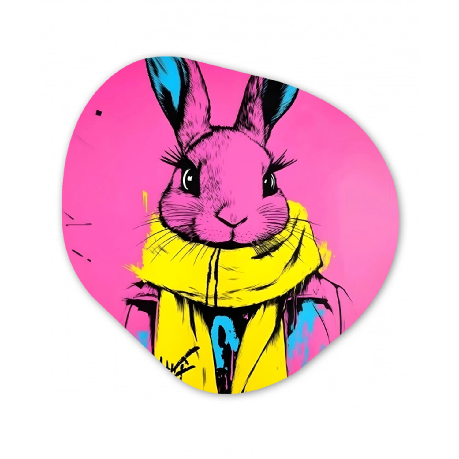 Konijn - Felroze - Sjaal - Abstract Wandcirkel Organisch Forex 3mm klein -3d