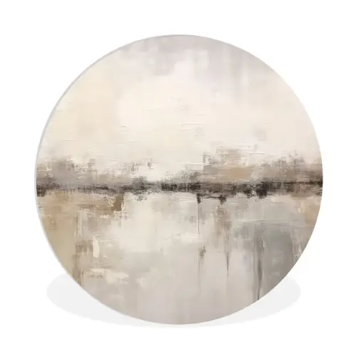 Moderne kunst - Abstract - Beige Wandcirkel kunststof plaat 5mm dik klein -3d