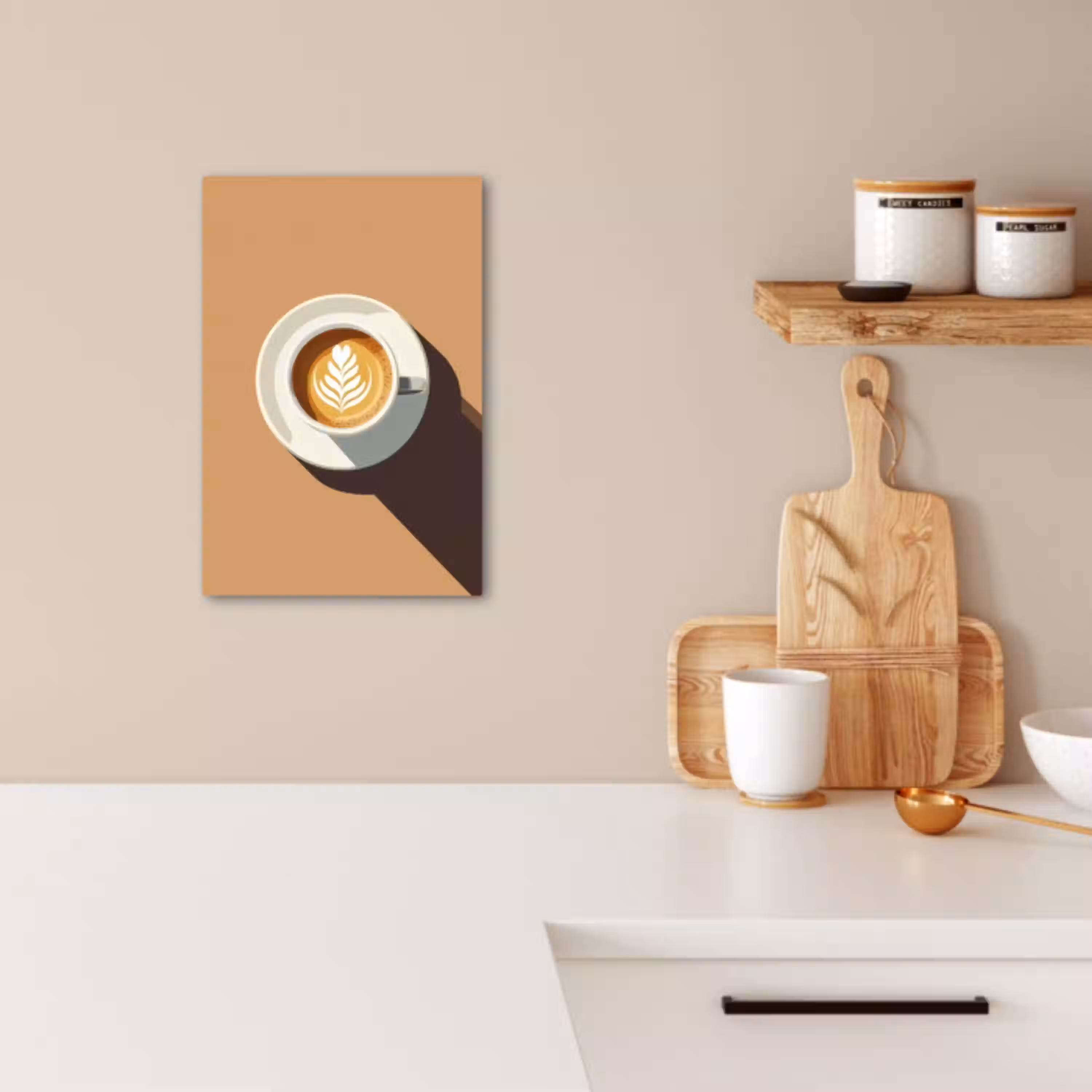 Cappuccino - Kop - Schotel - Minimalitisch KitchenYeah - Keuken - Canvas klein -sfeer1