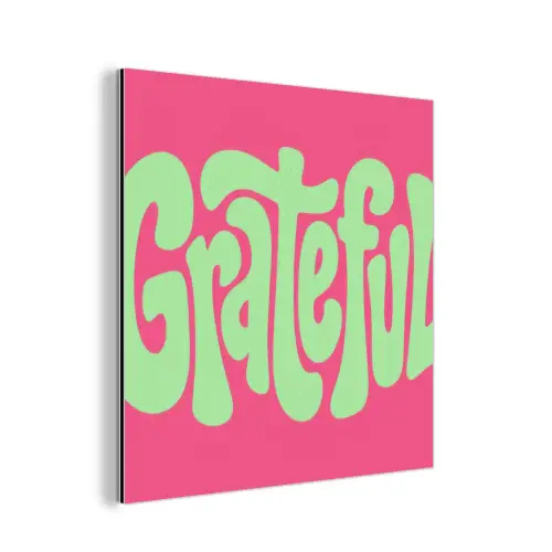 Grateful - Groen - Grafisch - Vloeiend aluminium wit klein -3d