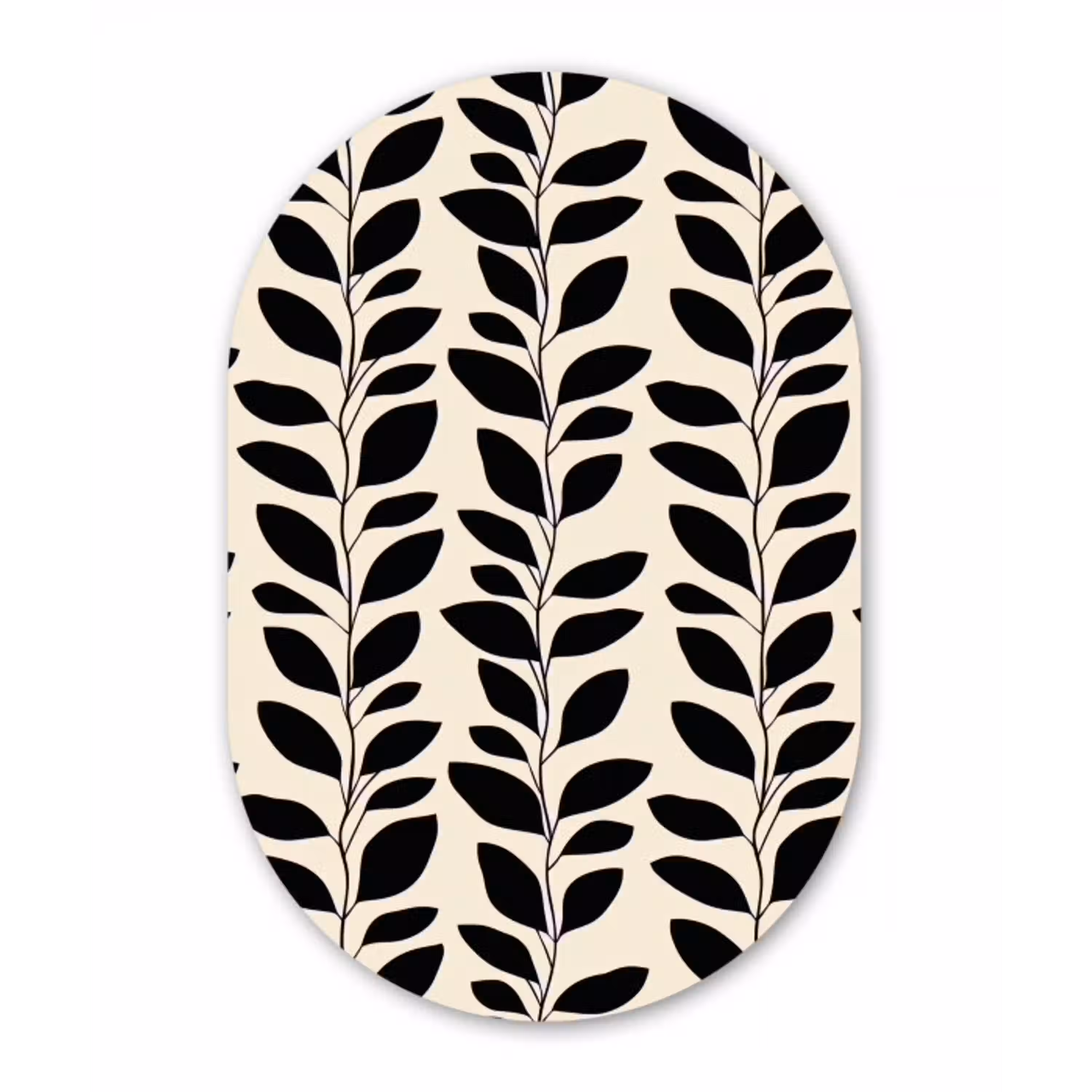 Botanisch - Dessin - Zwart - Beige Wandcirkel Ovaal Aluminium middel 839 -3d