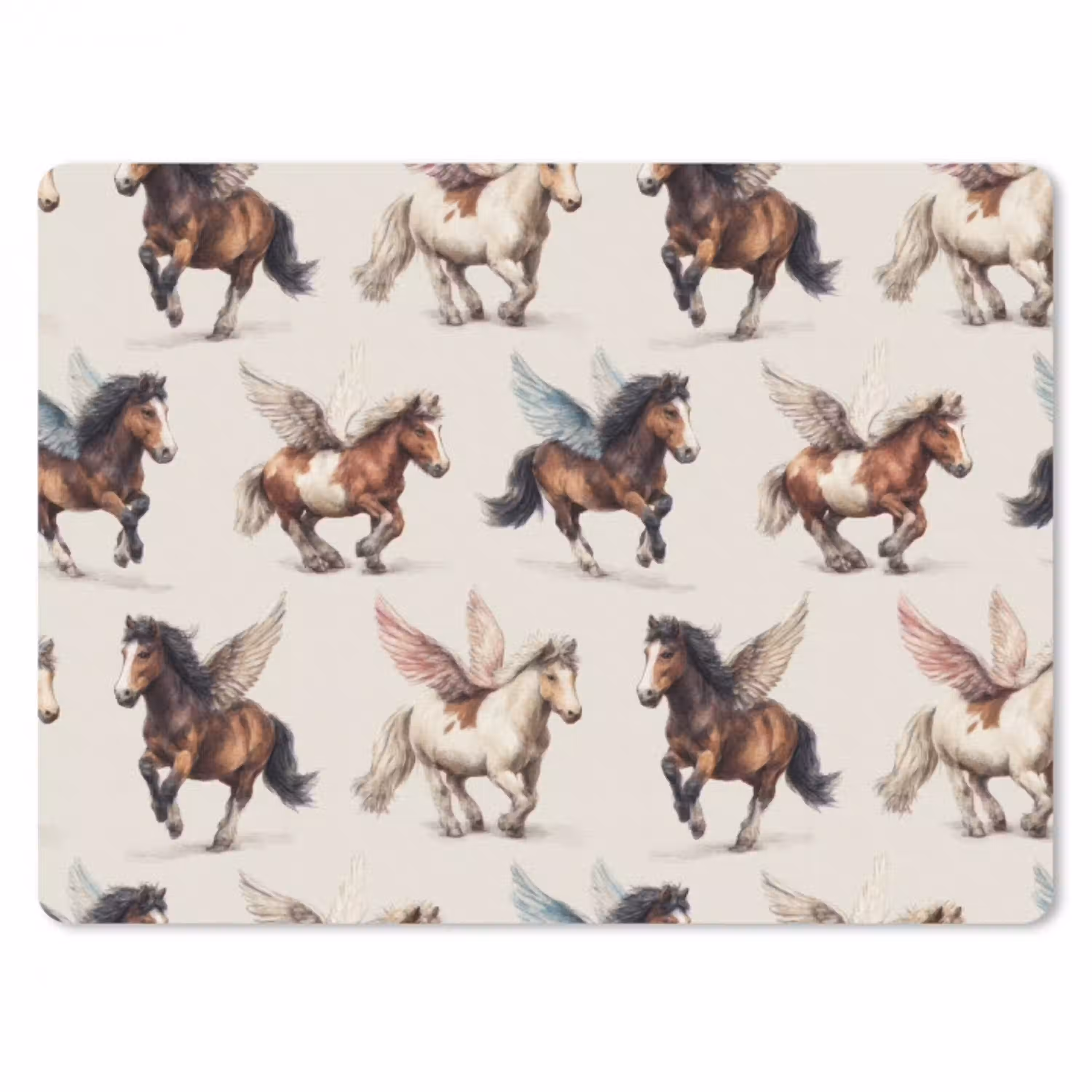 Paarden - Vleugels - Kleurrijk muismat rubber klein 262 -3d
