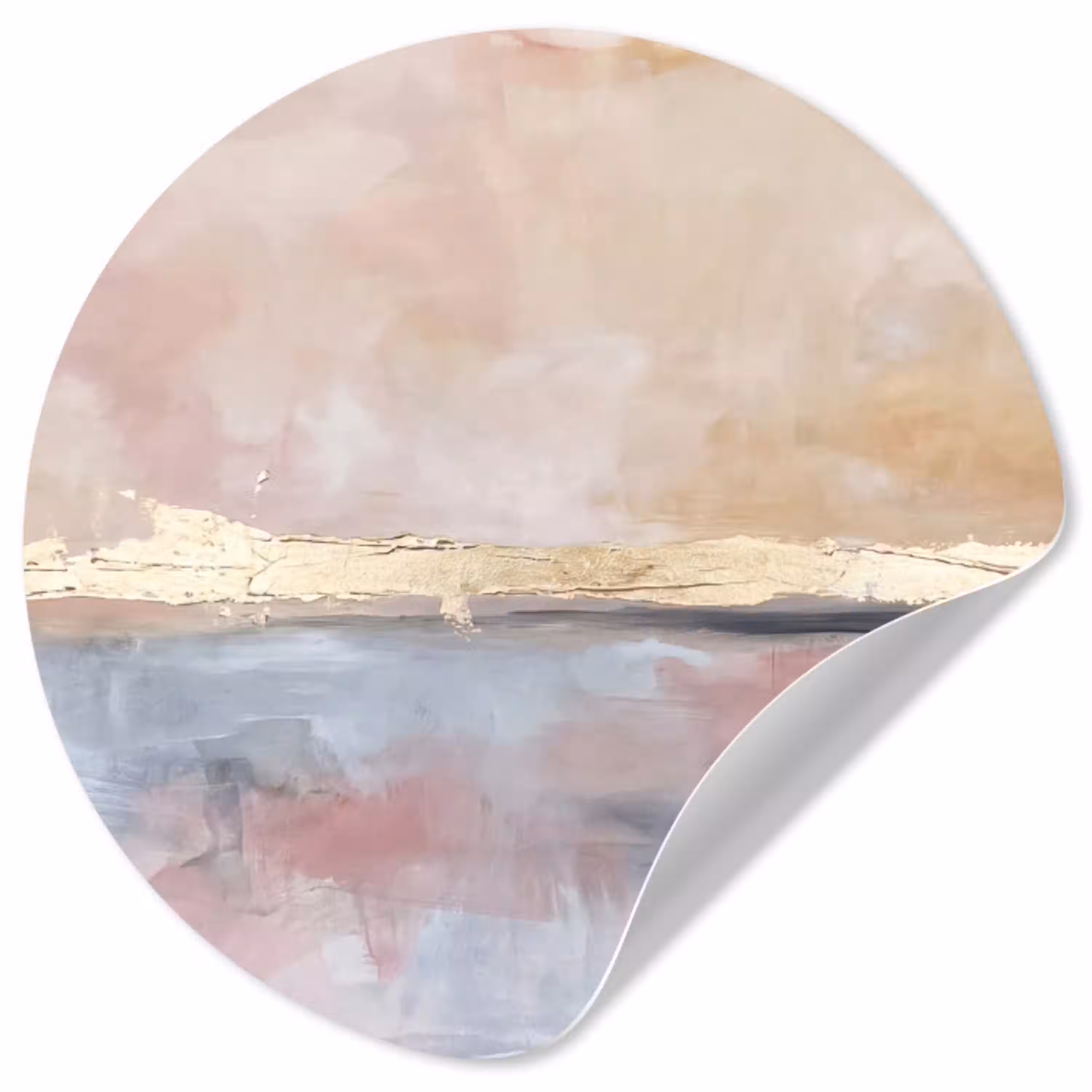 Abstract - Horizontaal - Kunst - Roze - Goud Wandcirkel behangsticker klein -3d