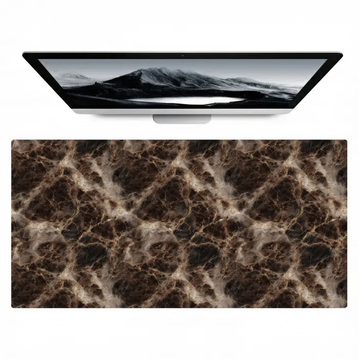 Bruin - Goud - Marmer Muismat XXL klein 681 -zzz3d