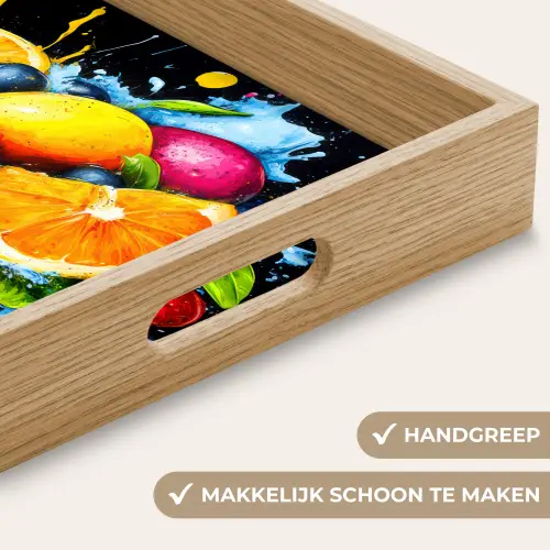Fruit - Graffiti - Kleurrijk - Sinaasappel - Aardbei - Abstract Dienblad Rechthoek middel -USP_HandgreepNL