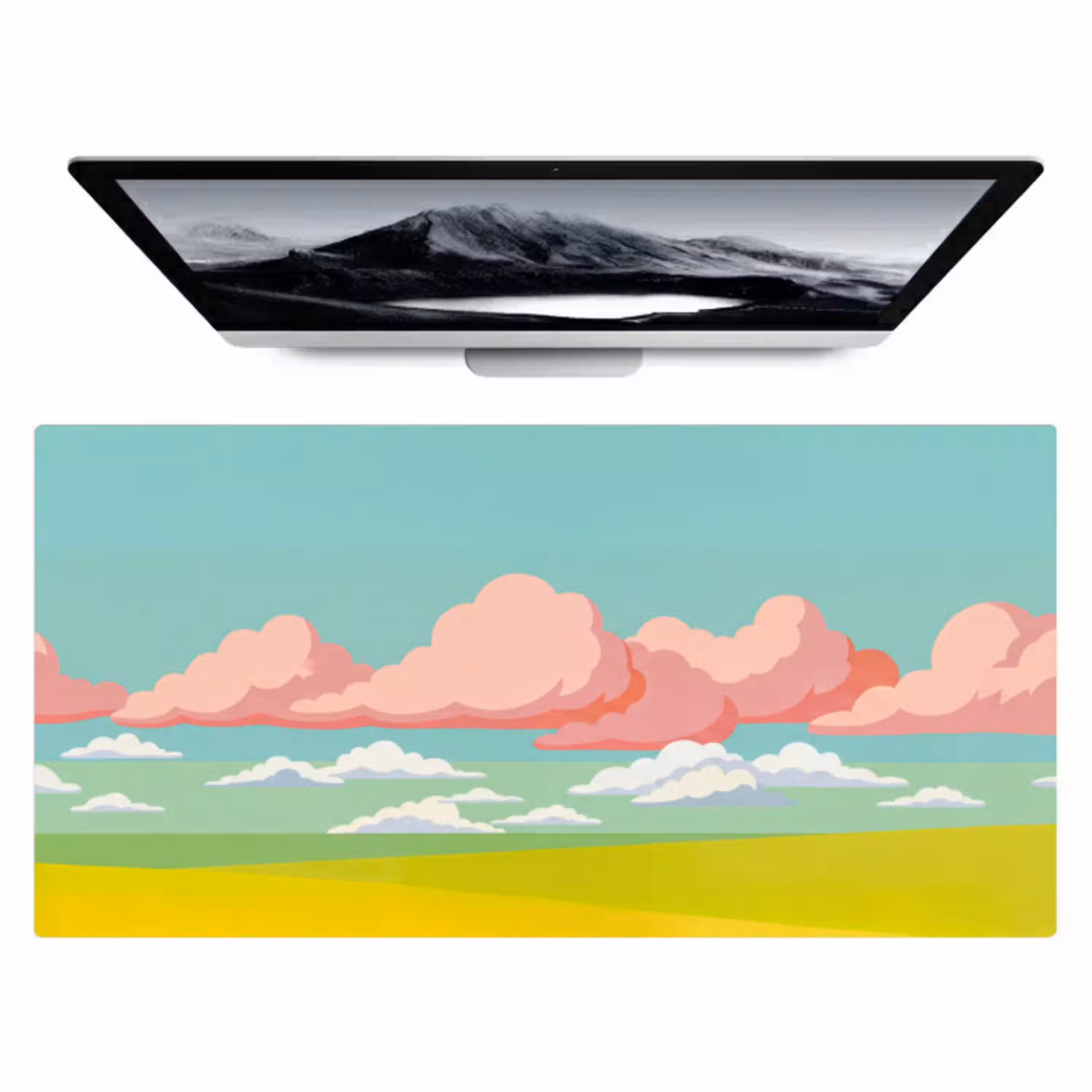 Wolken - Roze - Natuur - Modern - Pastel Muismat XXL klein -zzz3d