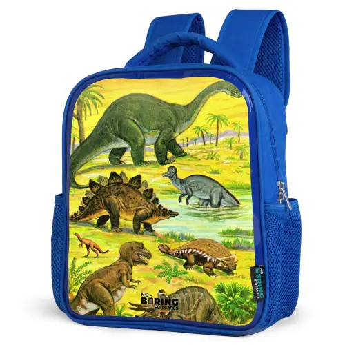 Dino's bij het water Kinderrugzak - Blauw middel -schuin