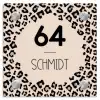 Beige luipaardprint - Modern Naambord Vierkant klein -3d
