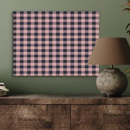 Plaid - Patroon - Roze - Zwart PET vilt klein 837 -sfeer2