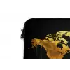Wereldkaart - Goud - Druipen - Zwart laptophoes neopreen klein -detail