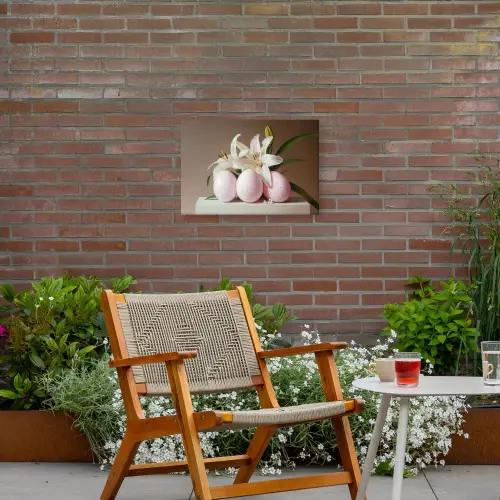 Lelies - Eieren - Pasen Tuinposter op houten frame 2 cm dik klein -sfeer3