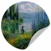 Bloemen - Meer - Bergen - Groen Wandcirkel behangsticker klein -3d