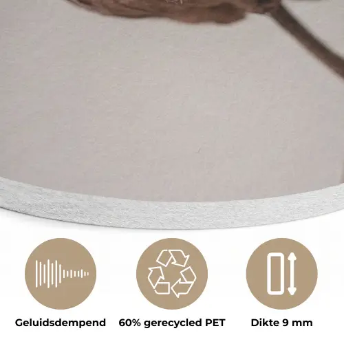 Katoenbol - Minimalistisch - Wit Akoestische PET Vilt - Rond klein -closeup_NL