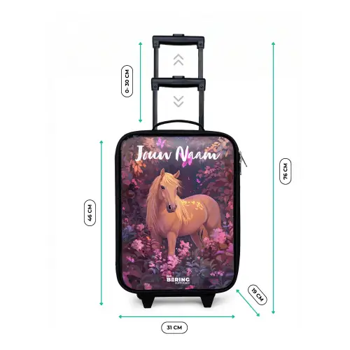 Paard - Bloemen - Paars - Vlinder Kinderkoffer - Zwart klein -productfoto_formaten