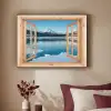 Doorkijk - Landschap - Winter - Meer - Bergen - Uitzicht Textielframe - compleet frame klein -sfeer1