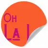 Oh la la - Oranje - Roze - Scheeflettertype Wandcirkel behangsticker klein -3d