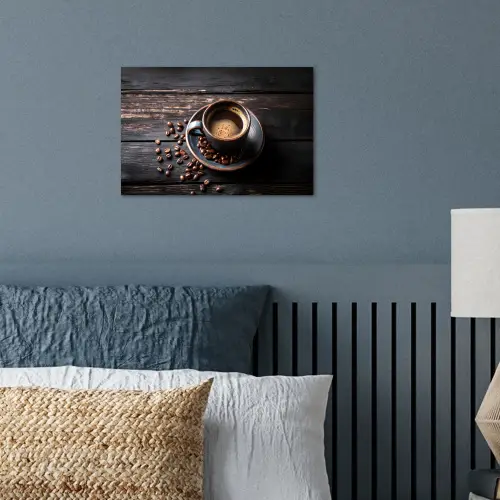Kop - Koffie - Hout - Bonen poster papier klein -sfeer2