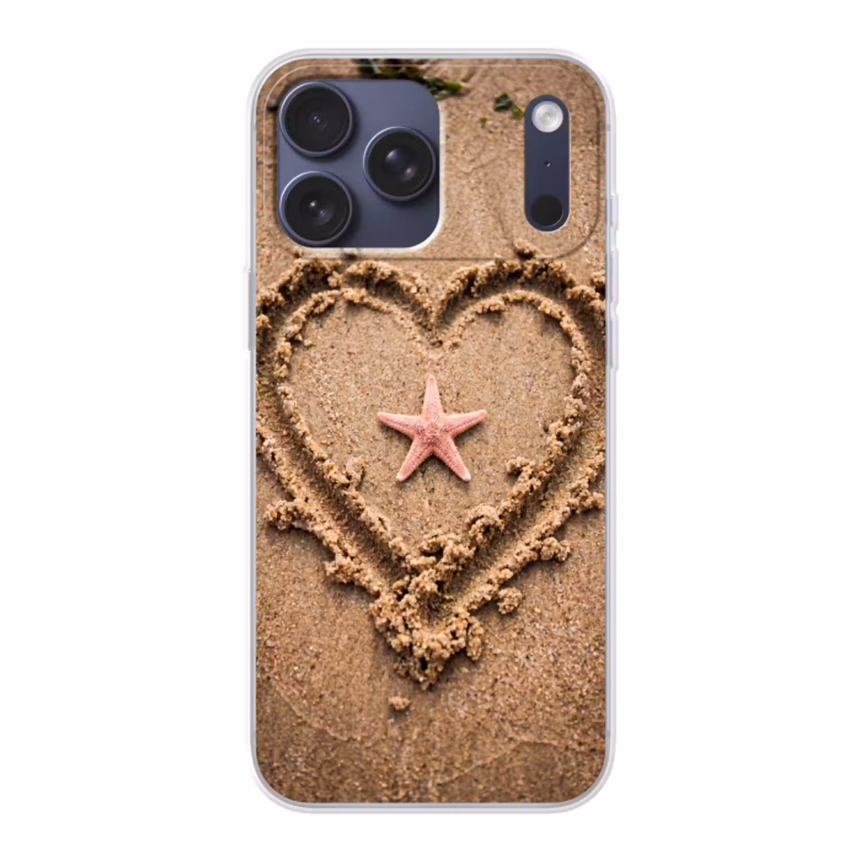 Dieren - Hart - Strand - Zand - Roze Telefoonhoesje iPhone 17 Pro Max klein -3d