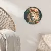 Leeuw - Leeuwenkop - Wilde dieren - Bloemen Wandcirkel kunststof plaat 5mm dik klein -sfeer5