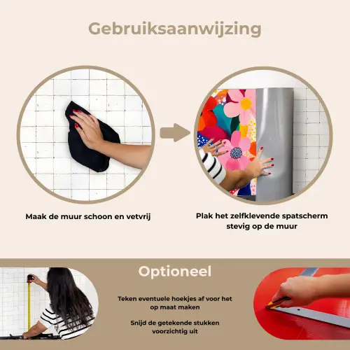Bloemen - Kleurrijk - Stippen keuken achterwand spatscherm klein -gebruiksaanwijzing_NL