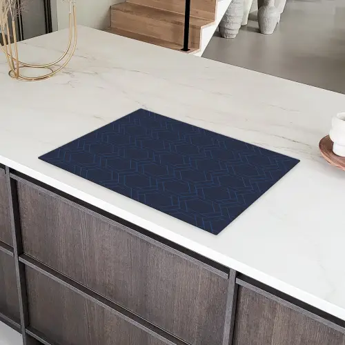 Hexagon - Patroon - Blauw Inductie beschermer vinyl 3mm klein 276 -sfeer8