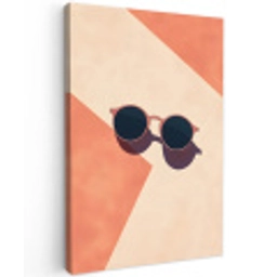 Zonnebril - Schaduw - Oranje - Minimalistisch Tuinposter op houten frame 2 cm dik middel -3d