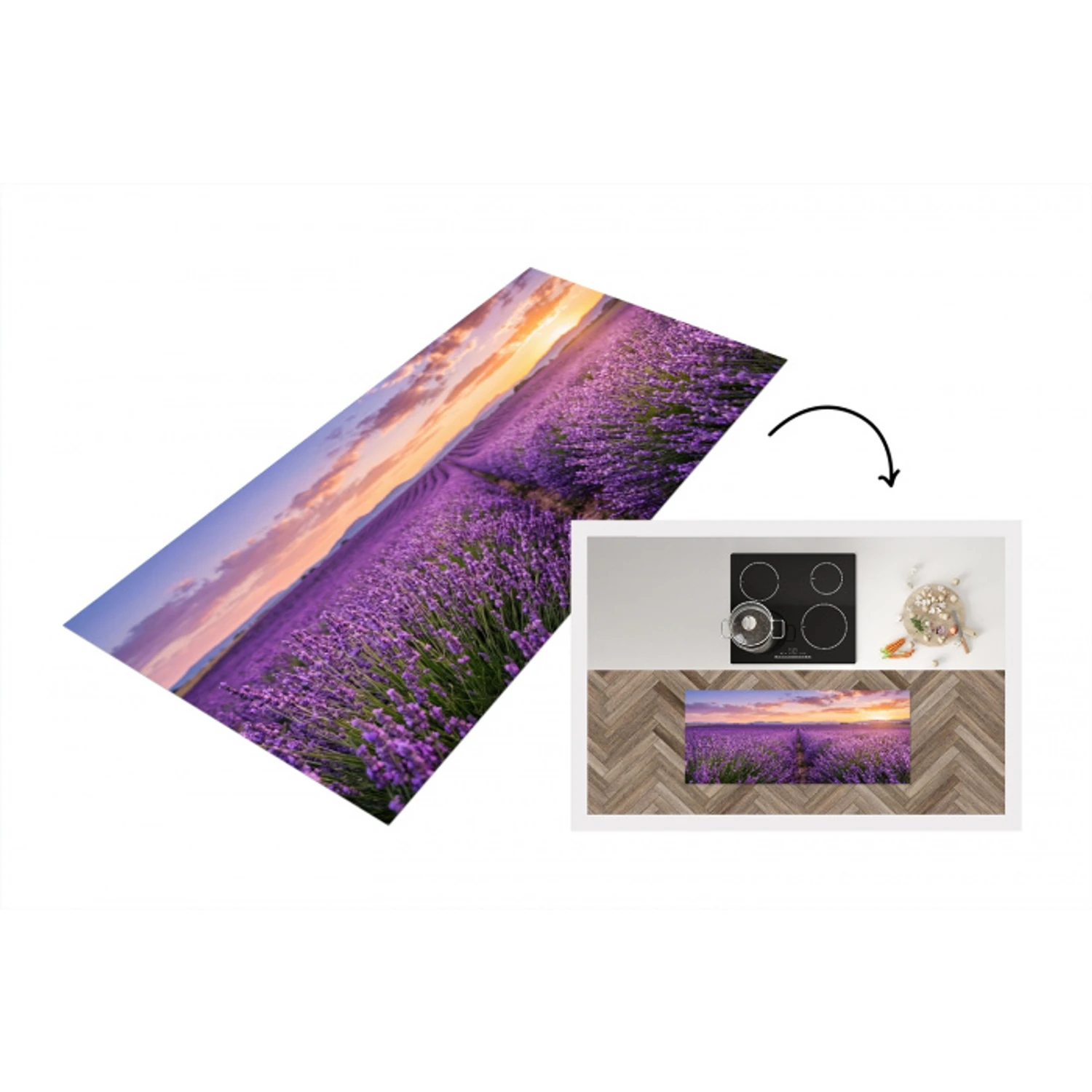 Lavendel - Veld - Natuur - Paars Keukenloper - keukenmat middel -3d