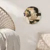 Gezicht - Bloemen - Zwart - Vrouw Wandcirkel kunststof plaat 5mm dik klein -sfeer5
