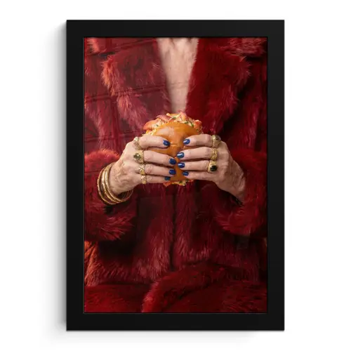 Broodje - Bontjas - Goud fotolijst zwart zonder passe partout klein -3d