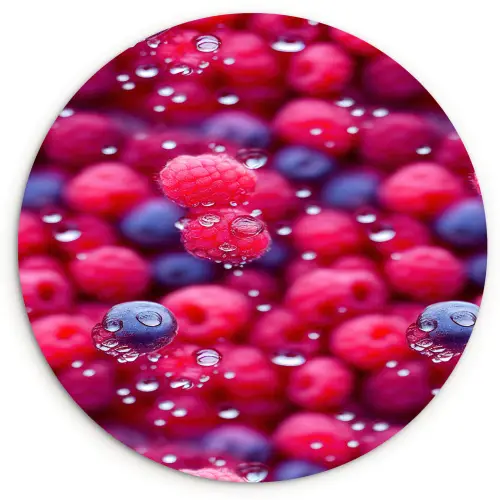 Frambozen - Bessen - Roze - Blauw Wandcirkel kunststof plaat 5mm dik klein 188 -3d