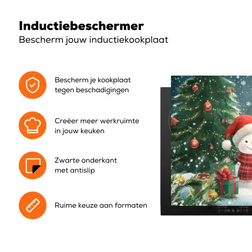 Sneeuwpop - Kerstsneeuw - Groen - Rood Inductie beschermer vinyl 3mm klein -zzzzzzz-td-ups