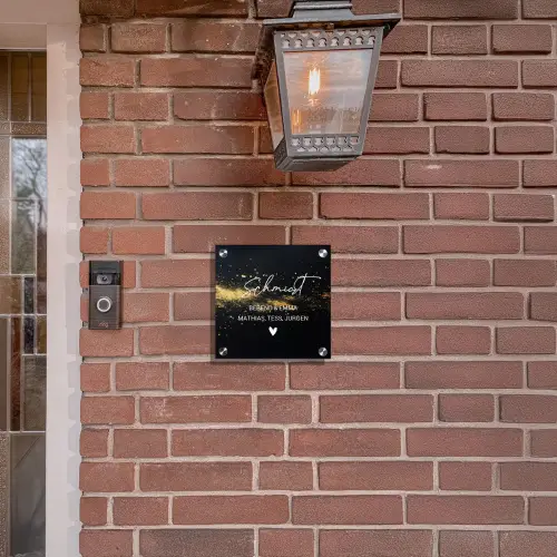 Gouden verfspatten- Sierlijk Naambord Vierkant klein -sfeer7-XS