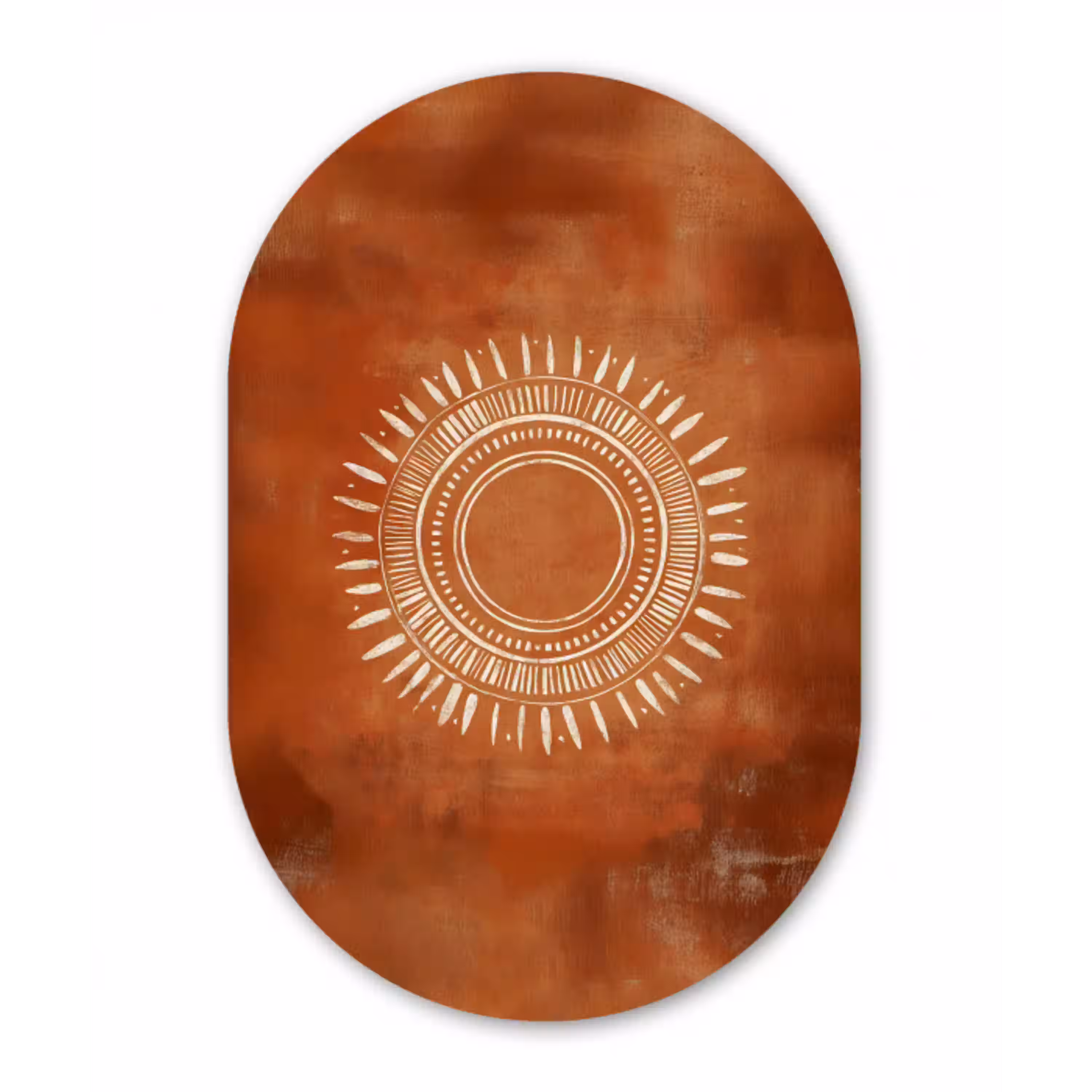 Abstract - Lijnen - Zonnestralen - Roodbruin Wandcirkel Ovaal Glas middel -3d