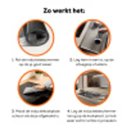 Wasbeer - Cute - Pasta - Tafelkleed - Zwart - Wit Inductie beschermer vinyl 3mm klein -zzzzzzz-td-werking