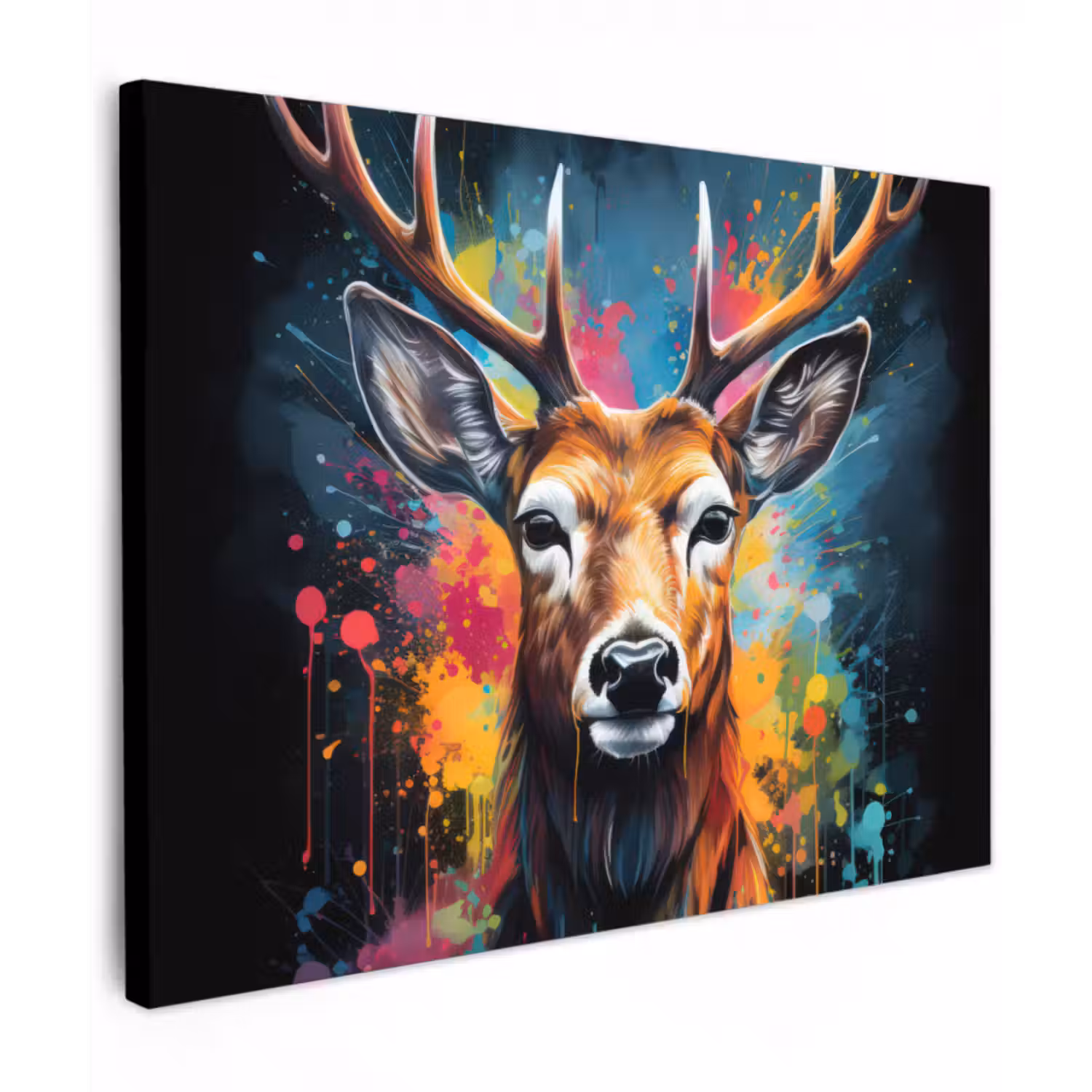 Leinwandbild - Hirsche - Graffiti - Tiere - Farben