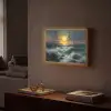 Zee - Zon - Golven - Rotsen Light Box met batterij (Wandlamp) middel -sfeer1