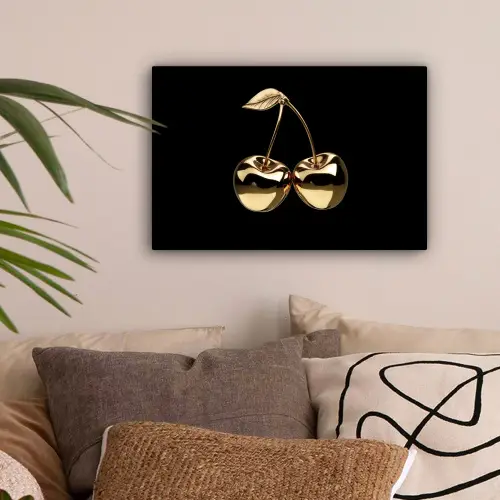 Kersen - Zwart - Goud - Chrome canvas 2cm klein -sfeer1