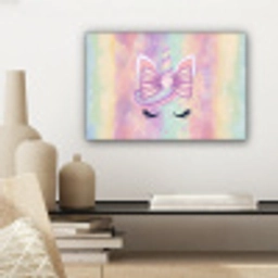 Eenhoorn - Glitters - Regenboog - pastel canvas 2cm klein -sfeer6