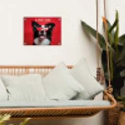 Hond - Hartjesbril - Loveyou - Rood tuinposter los doek klein -sfeer7
