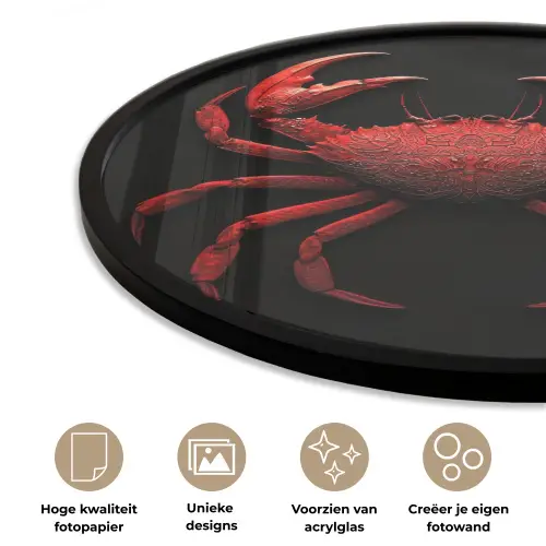 Krab - Rood - Vissen - Schaaldieren Fotolijst rond zonder passe partout klein -closeup_NL