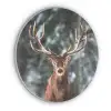 Hert - Winter - Sneeuw - Bos - Natuur - Dier Akoestische PET Vilt - Rond klein -3d