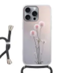 Bloemen - Bollen - Roze Hoesje iPhone 16 Pro Max met koord klein -3d