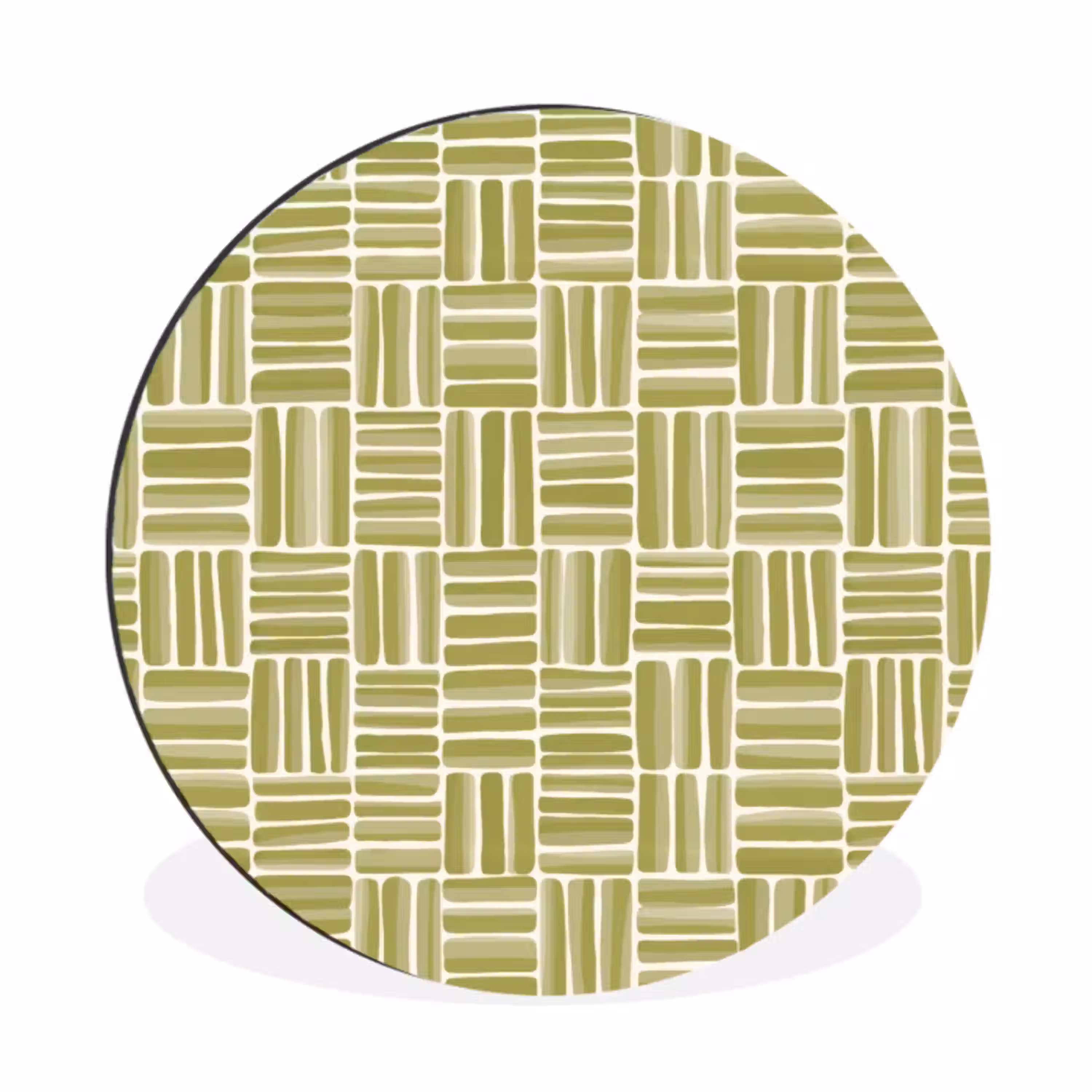 Vlecht - Patroon - Groen Wandcirkel aluminium klein 190 -3d