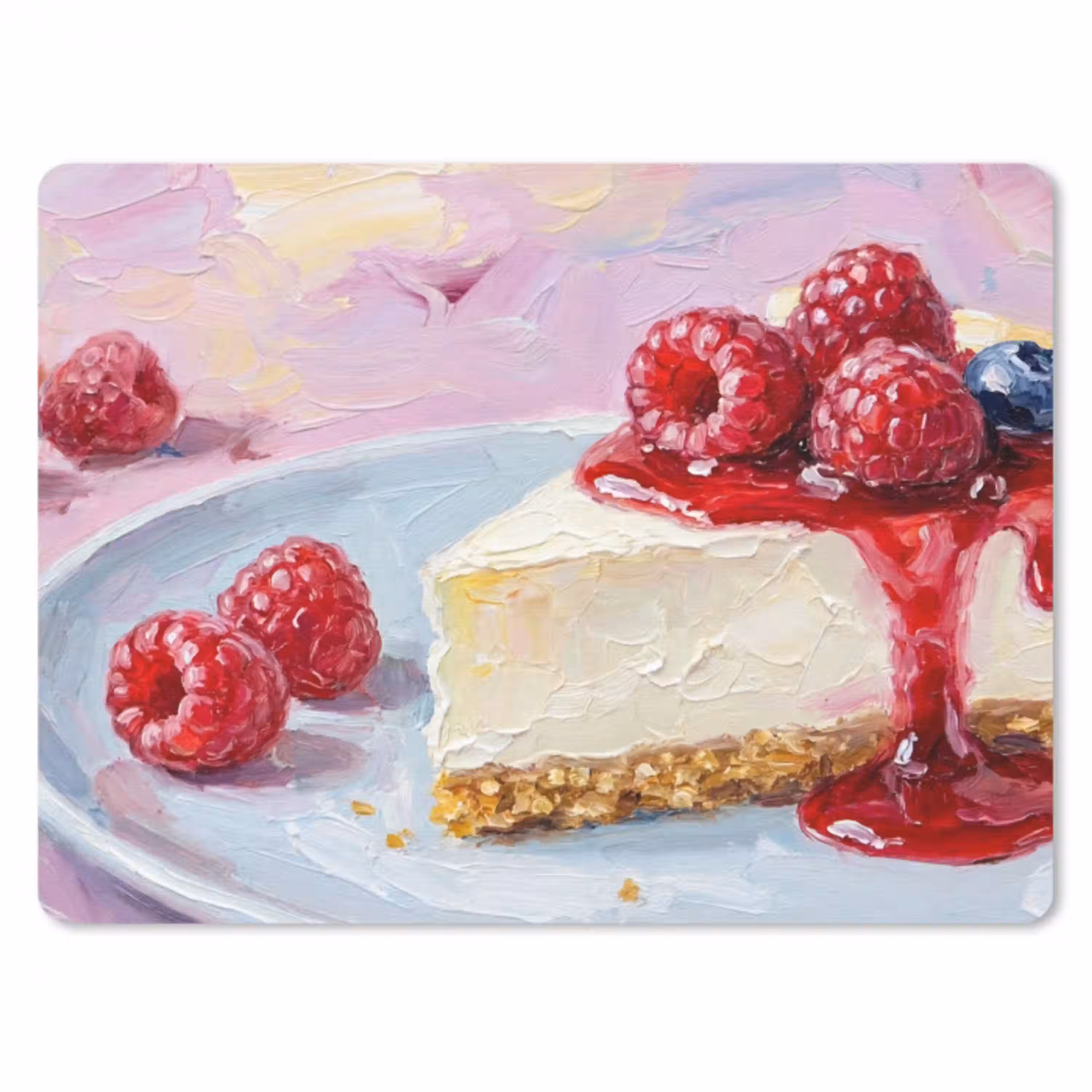 Eten - Cheesecake - Bessen - Abstract - Roze muismat rubber klein -3d