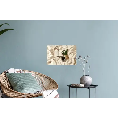 Boek - Illustratie - Tulpen - Koffie Muursticker klein -plant